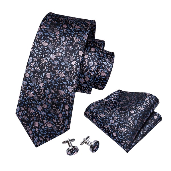 Ozzimo Baby Blue & Pink Floral Silk Tie for Men – Stylish & Elegant - Image 3