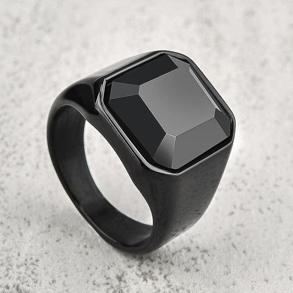 Ozzimo Black Square Signet Ring for Men – Bold & Stylish - Image 3