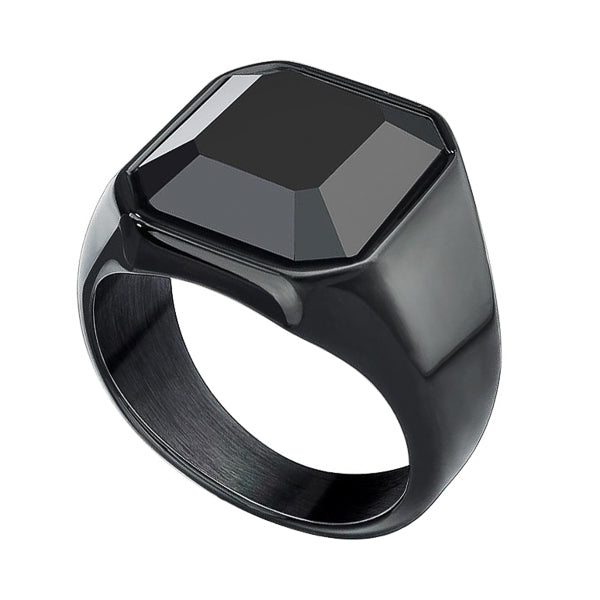Ozzimo Black Square Signet Ring for Men – Bold & Stylish
