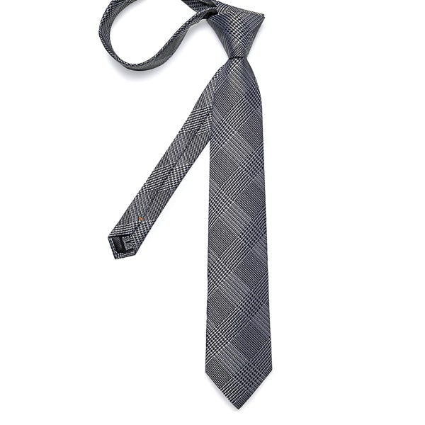 Ozzimo Black & White Glen Plaid Silk Tie for Men – Classic & Stylish - Image 3