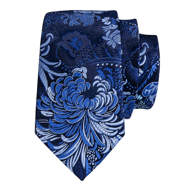 Ozzimo Blue Floral Silk Necktie for Men – Stylish & Elegant