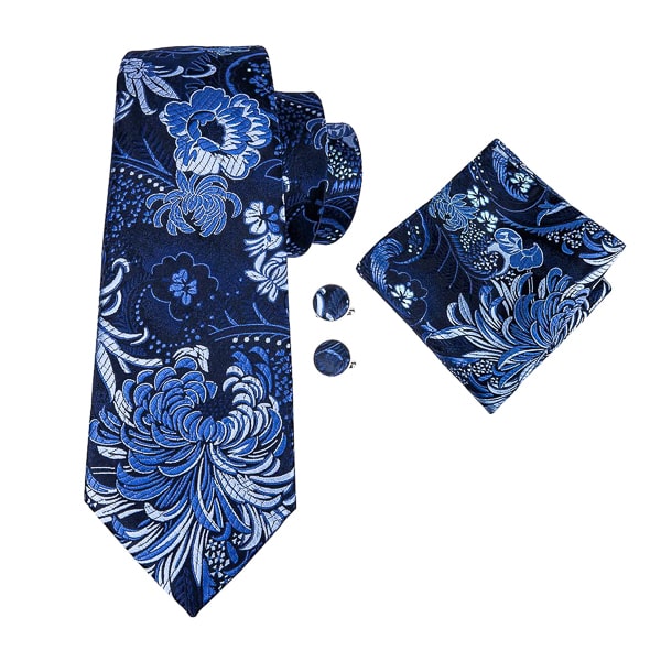 Ozzimo Blue Floral Silk Necktie for Men – Stylish & Elegant - Image 3