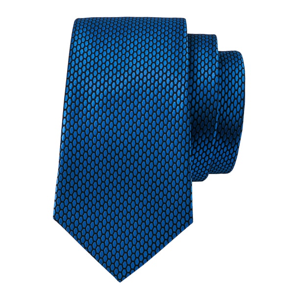 ozzimo Blue Hexagon Pattern Silk Necktie for Men
