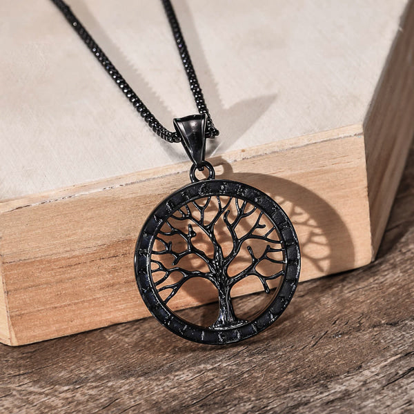 Ozzimo Black Tree of Life Pendant Necklace for Men – Elegant & Meaningful - Image 3