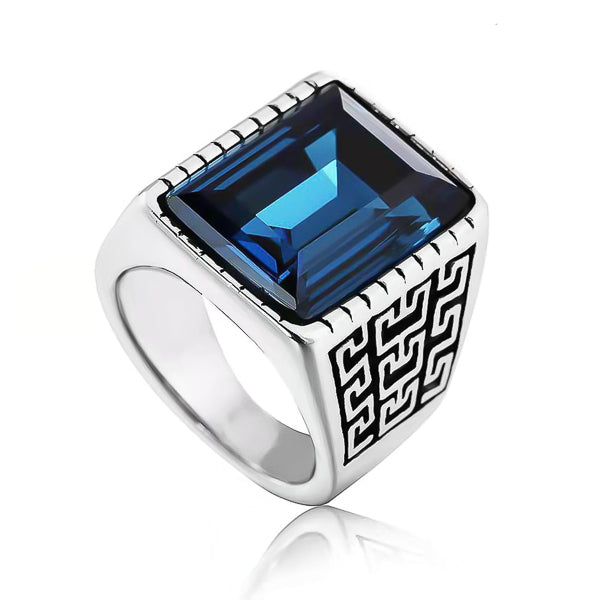 Ozzimo Large Blue Stone Ring for Men – Bold & Elegant