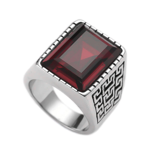 Ozzimo Large Red Stone Ring for Men – Bold & Elegant