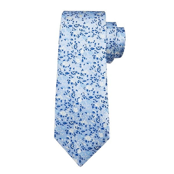 Ozzimo Light Blue Floral Silk Necktie for Men – Elegant & Timeless