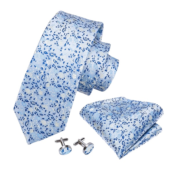 Ozzimo Light Blue Floral Silk Necktie for Men – Elegant & Timeless - Image 3