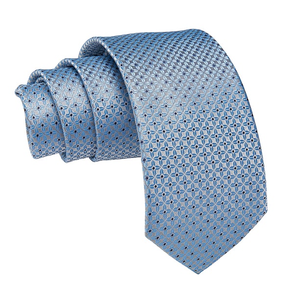 Ozzimo Light Blue & Silver Floral Dot Silk Tie for Men – Elegant & Stylish