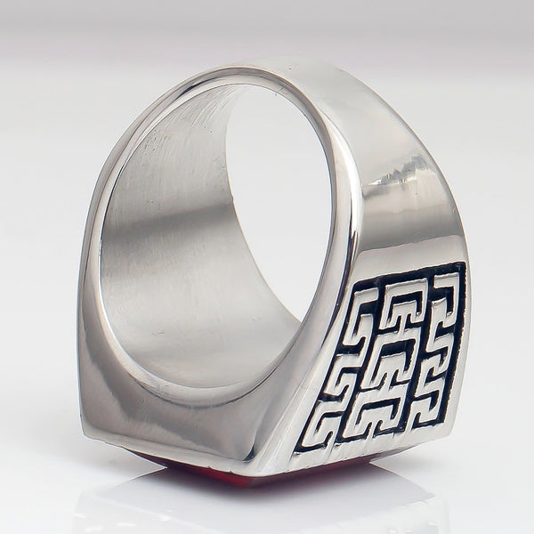 Ozzimo Large Red Stone Ring for Men – Bold & Elegant - Image 3