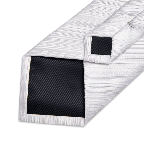Ozzimo Pure White Striped Silk Tie for Men – Elegant & Timeless - Image 3