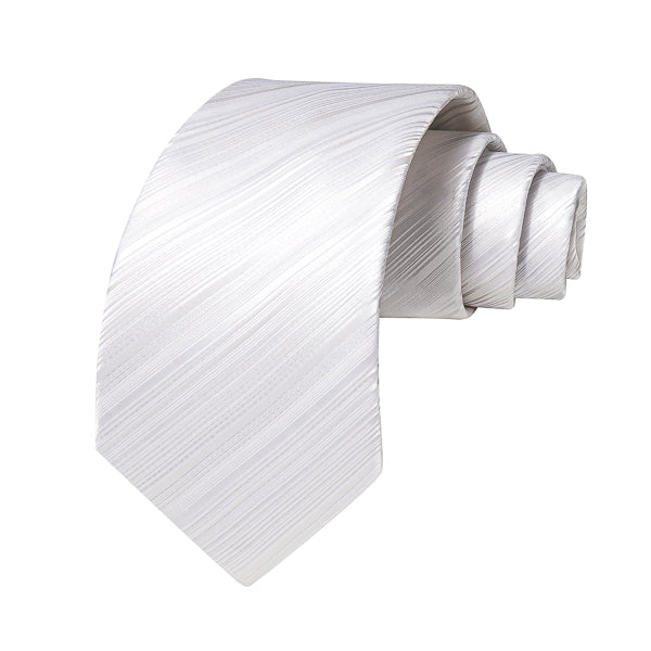 Ozzimo Pure White Striped Silk Tie for Men – Elegant & Timeless
